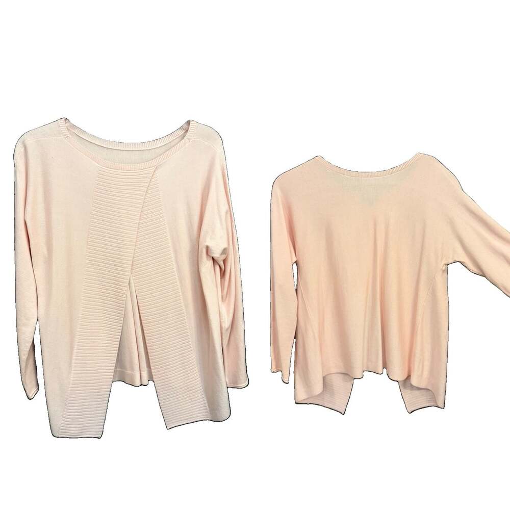 NWT Etcetera Split Back knit Blush Pink sweater L Pit2Pit 40” L27” Minimalist